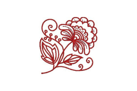 A Cozy Redwork Flower for Your Holiday Collection