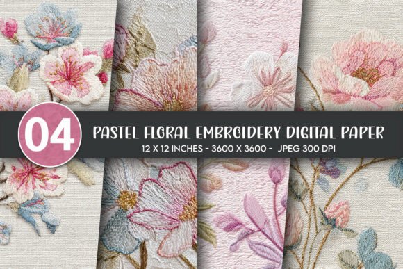 Pastel Floral Embroidery Digital Paper Review